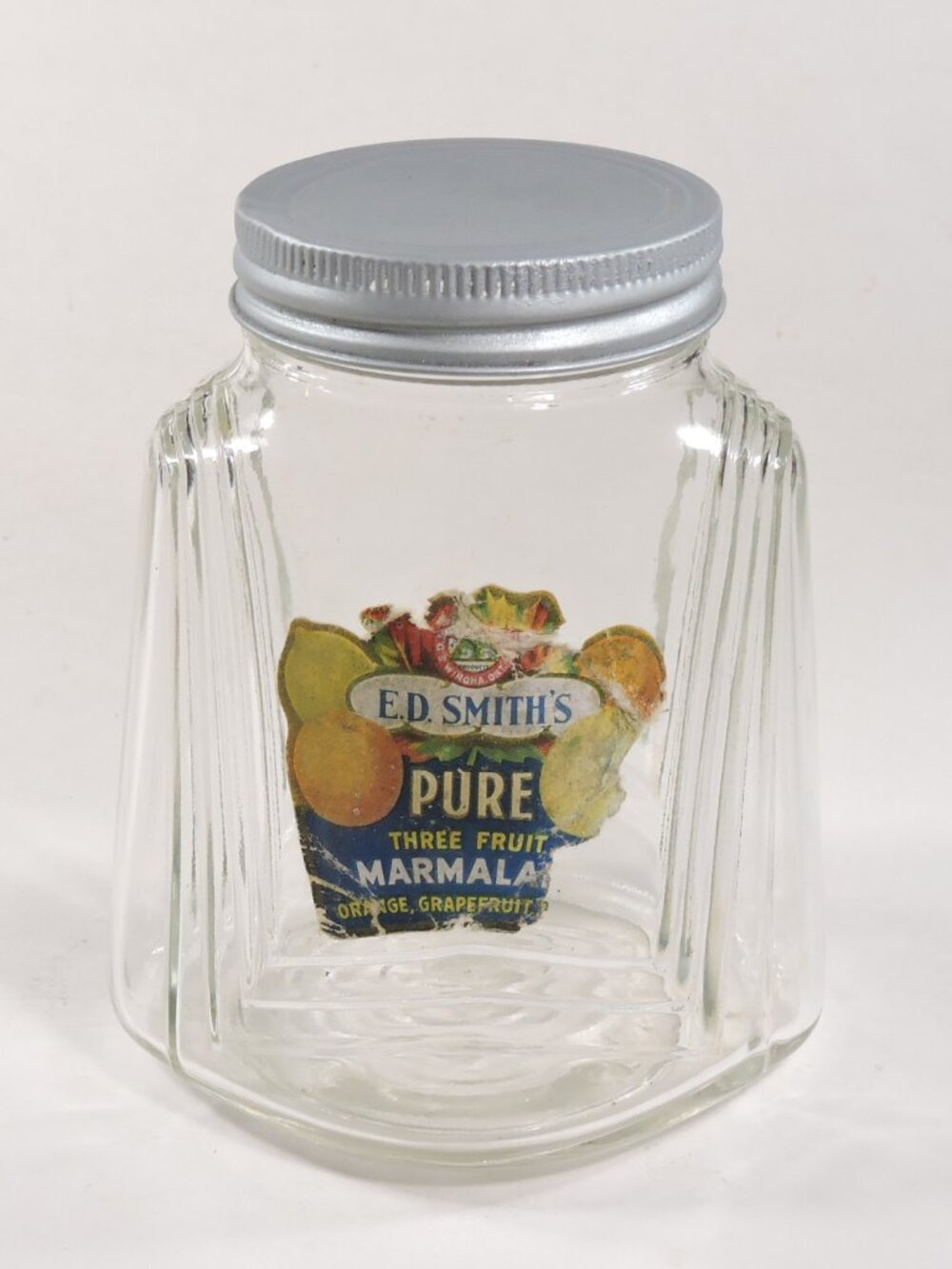 Art Deco - Ed Smith's Glass Jam Jar - Vintage 1950's Cottage Decor